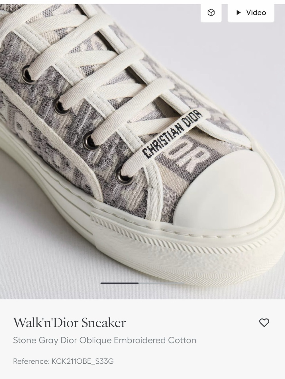Dior Low-Top Sneaker in Stone Gray and White